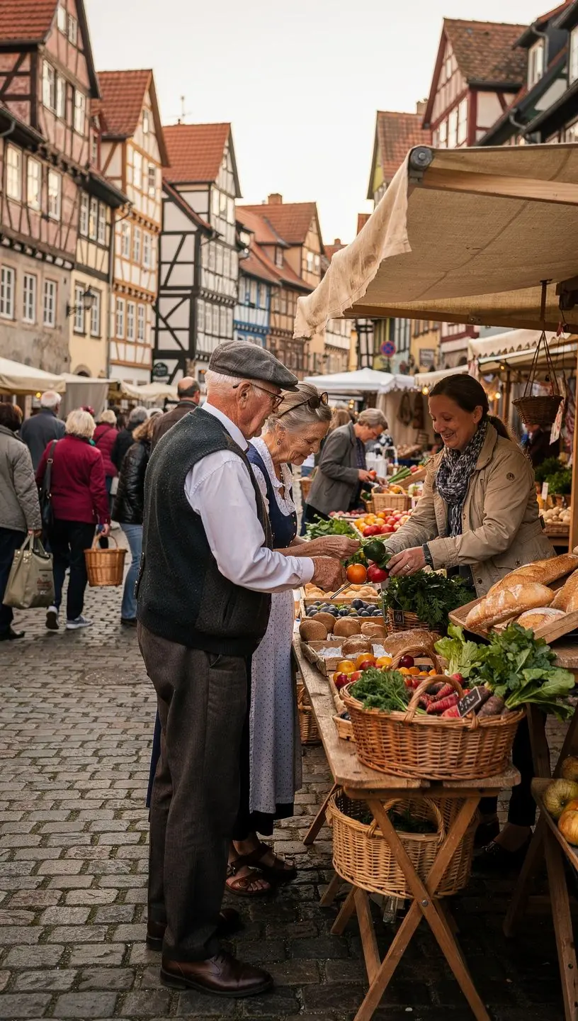 Die charmante Gasse mit Fachwerkhäusern und Kopfsteinpflaster, die das mittelalterliche Ambiente betont.
